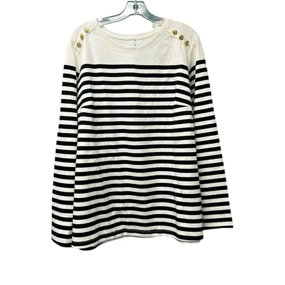 NWT Kim Rogers Striped Black and White Top Size 2X